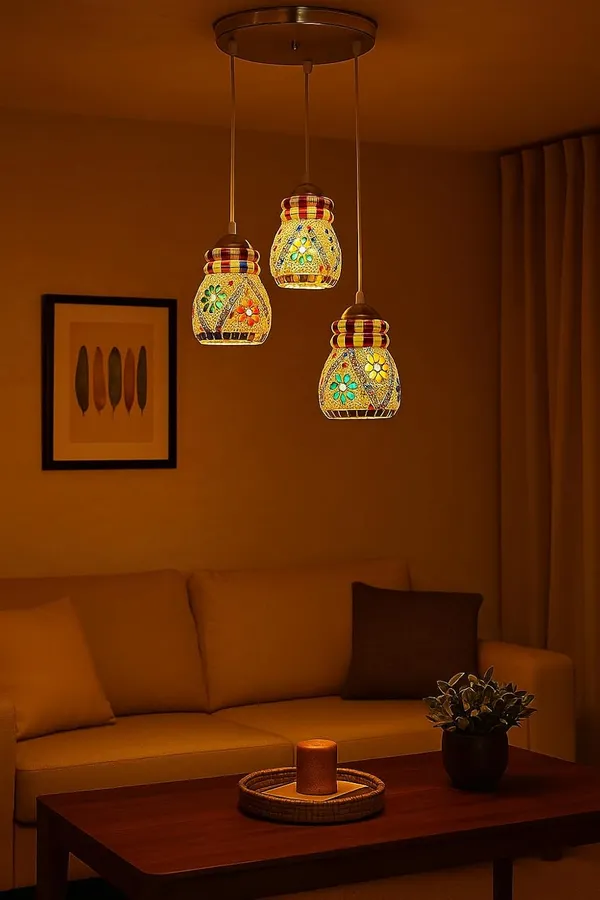 Tripping_Ceiling_Pendant_3_Light_Hanging_Light_Chandelier_Jhoomer_Antiques_Mosaic_Traditional_Glass_Modern_Decorative_Ceramic_Classic_Lamp_For_Home_Decor_Adjustable_Multicolour_E27_Bulb_Free_27watt