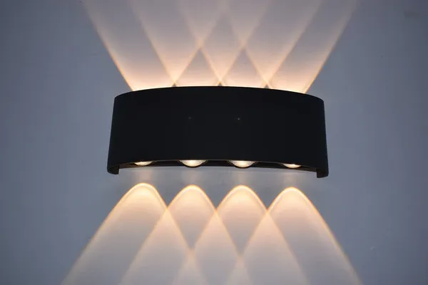 Tripping_8_Watt_Warm_White_Indoor_Outdoor_Wall_Lamp_Curved_Black_Led_Light_Shade_Up_And_Down_Lighting_Waterproof_Die_Cast_Aluminum_8_Leds_1w_Each_Creates_Cross_Sign_Impression_On_Wall_22
