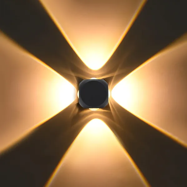 Tripping_4_Watts_Up_Down_Left_Right_4way_Indoor_Outdoor_Waterproof_Wall_Lamp_Black_Body_Warm_White_Yellow_Light_Square_Cum_Curved