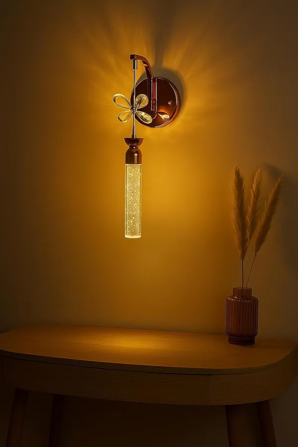 Tripping_Crystal_Gel_Pendant_Modern_9w_Led_Crystal_Gel_Wall_Lamp_With_Gold_Finish_Decorative_Amber_Glass_Floral_Design_60cm_Gel_Light_For_Living_Room_Indoor_Sconce_25l_X_10w_X_10h_Cm