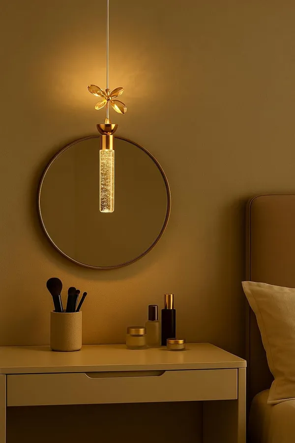 Tripping_Crystal_Gel_Pendant_Ceiling_Lamp_With_10w_Warm_White_Led_Light_Elegant_Flower_Design_Copper_Finish_Ideal_For_Living_Room_Dining_Area_And_Decorative_Interiors