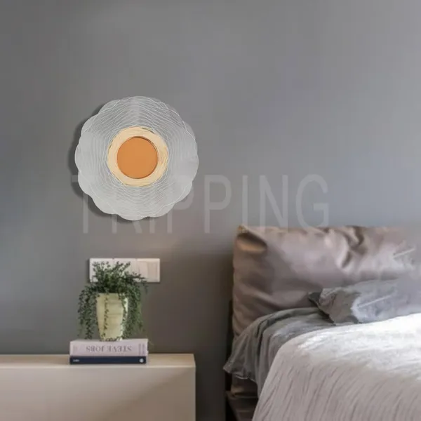 Tripping_7w_Led_Ceiling_Cum_Wall_Lamp_With_Frosted_Acrylic_Crisscross_Design_Warm_White_Light_Gold_Accent_19cm_Diameter_Ideal_For_Bedrooms_Living_Rooms_And_Hallways_Ripple_Pattern