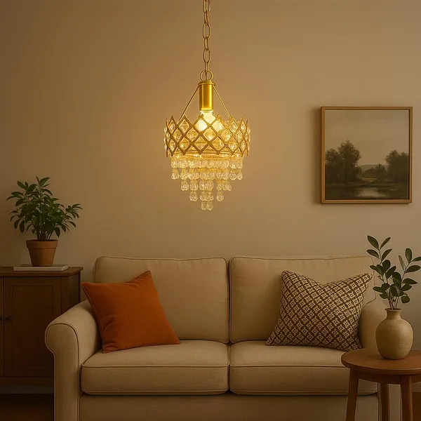 Tripping_Golden_Crystal_Ceiling_Pendant_Lamp_With_E27_Bulb_Holder_Elegant_Chandelier_Style_Light_For_Living_Room_Dining_Hall_Hotel_Balcony_Cafe_And_Reception_Decor