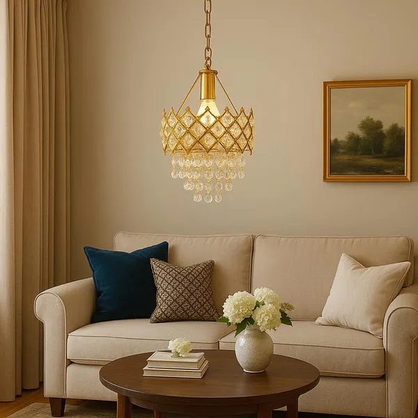 Tripping_Golden_Crystal_Ceiling_Pendant_Lamp_With_E27_Bulb_Holder_Elegant_Chandelier_Style_Light_For_Living_Room_Dining_Hall_Hotel_Balcony_Cafe_And_Reception_Decor