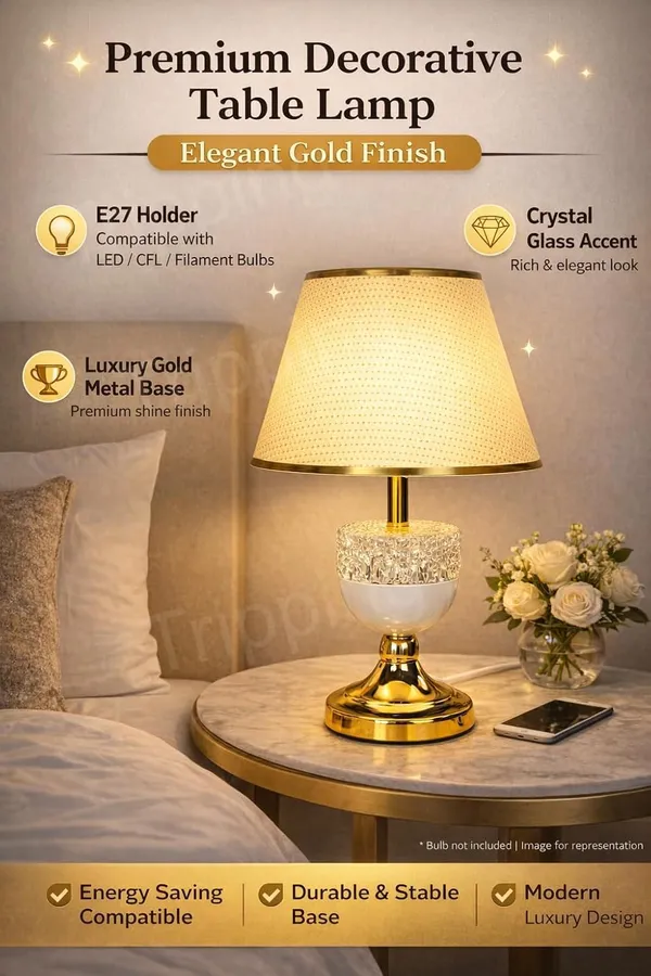 Tripping_Classic_Gold_Crystal_Table_Lamp_With_Pleated_Fabric_Shade_E27_Holder_Decorative_Bedside_Light_For_Bedroom_Living_Room_Study_Table_Hotel_Room_Kids_Room_Office_Reception_Modal_8607