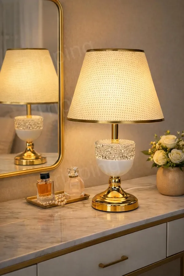 Tripping_Classic_Gold_Crystal_Table_Lamp_With_Pleated_Fabric_Shade_E27_Holder_Decorative_Bedside_Light_For_Bedroom_Living_Room_Study_Table_Hotel_Room_Kids_Room_Office_Reception_Modal_8607