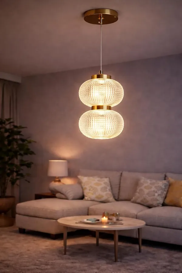 Tripping_Modern_Double_Globe_Crystal_Pendant_Light_With_Golden_Finish_Premium_Decorative_Hanging_Ceiling_Lamp_For_Living_Room_Dining_Area_Hotel_Corridor_Temple_Showroom