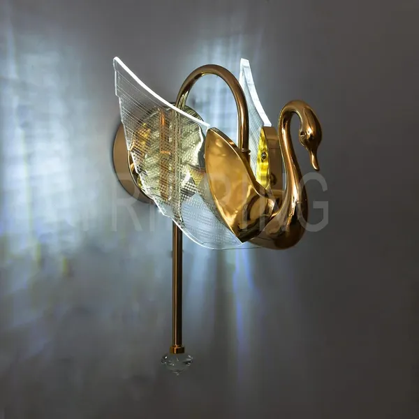 Gold_Decorative_Acrylic_Swan_Shape_8_Watt_3-In-1_Led_Wall_Lamp