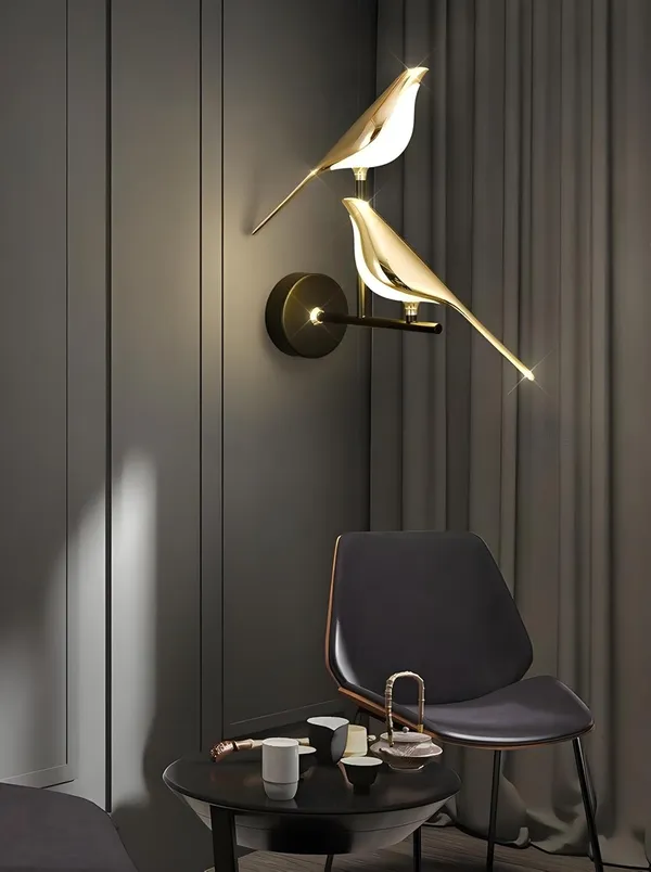 Golden_Decorative_Metal_Bird_Double_Wall_Light_For_Living_Room