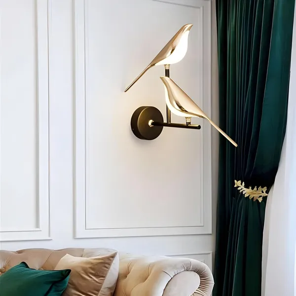 Golden_Decorative_Metal_Bird_Double_Wall_Light_For_Living_Room