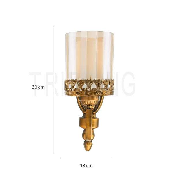 Golden_Decorative_4_Watt_Wall_Lamp_With_Amber_Glass_Shade