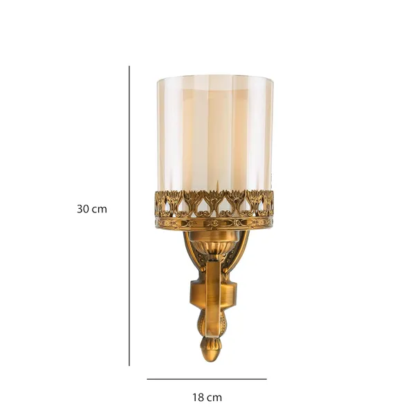Golden_Decorative_4_Watt_Wall_Lamp_With_Amber_Glass_Shade