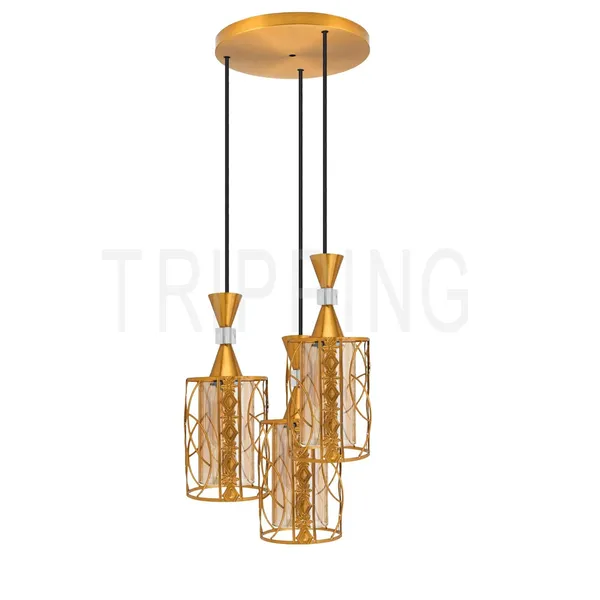 Golden_Decorative_3-Light_Pendant_Ceiling_Fixture_With_Decorative_Glass_Shades
