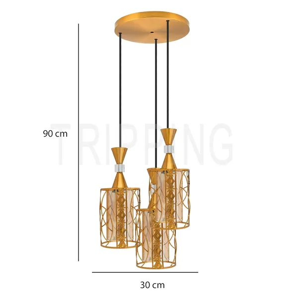 Golden_Decorative_3-Light_Pendant_Ceiling_Fixture_With_Decorative_Glass_Shades