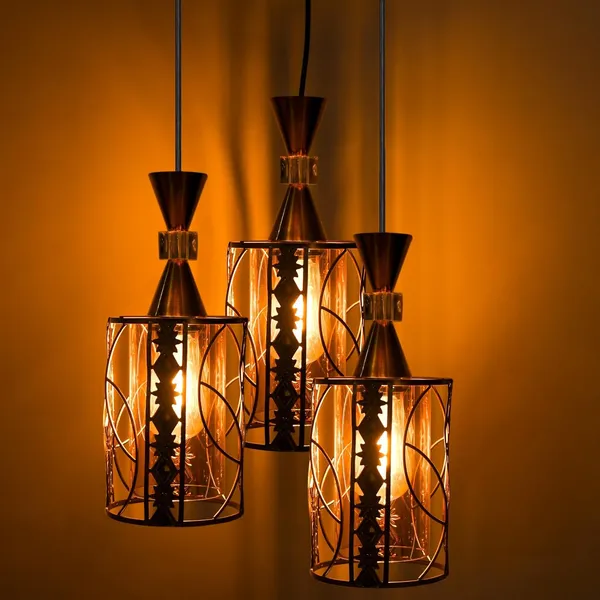 Golden_Decorative_3-Light_Pendant_Ceiling_Fixture_With_Decorative_Glass_Shades