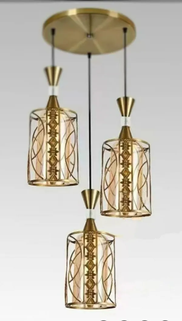 Golden_Decorative_3-Light_Pendant_Ceiling_Fixture_With_Decorative_Glass_Shades