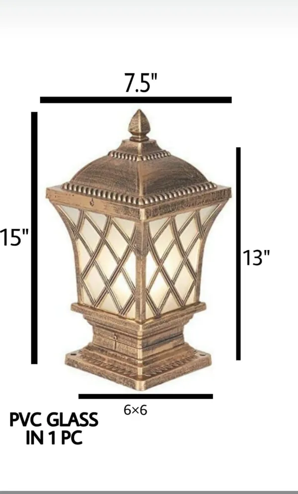 Gold_Decorative_Waterproof_Outdoor_Gate_Pillar_Lamp_With_Pvc_Glass