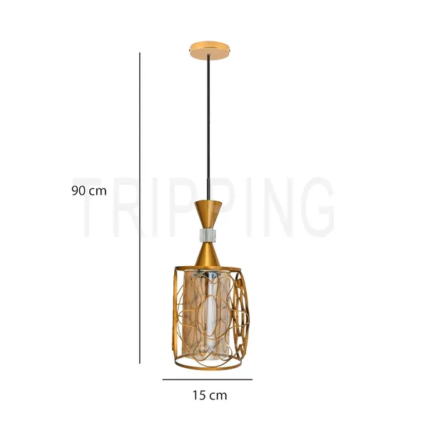 Golden_Decorative_Single_Ceiling_Lamp_With_4_Watt_Filament_Bulb