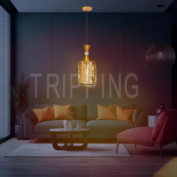 Golden_Decorative_Single_Ceiling_Lamp_With_4_Watt_Filament_Bulb