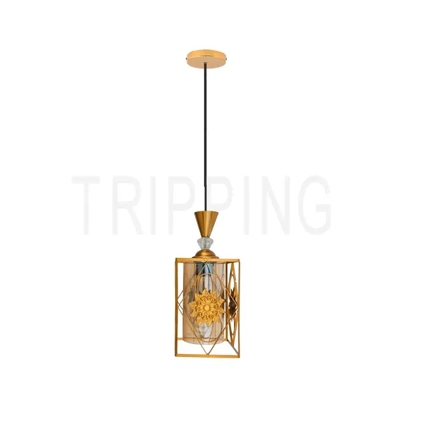 Golden_Decorative_Geometric_Hanging_Pendant_Light_With_Floral_Embellishment