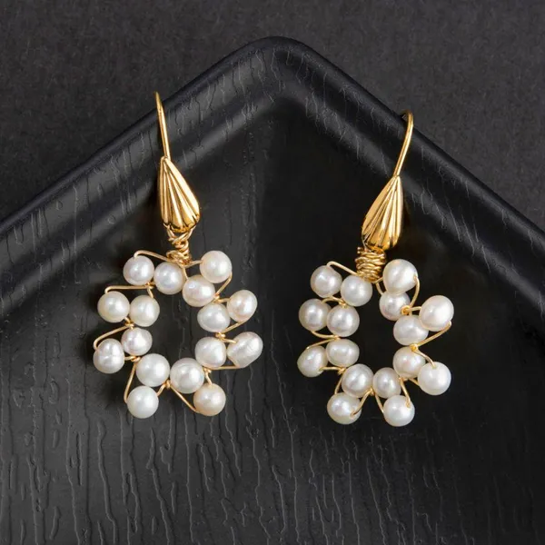24_Carat_Guaranteed_Gold_Plated_Flower_Style_Freshwater_Natural_Cultural_Pearl_Fashion_Drop_Earring-_PER_2109_For_Women_&_Girls