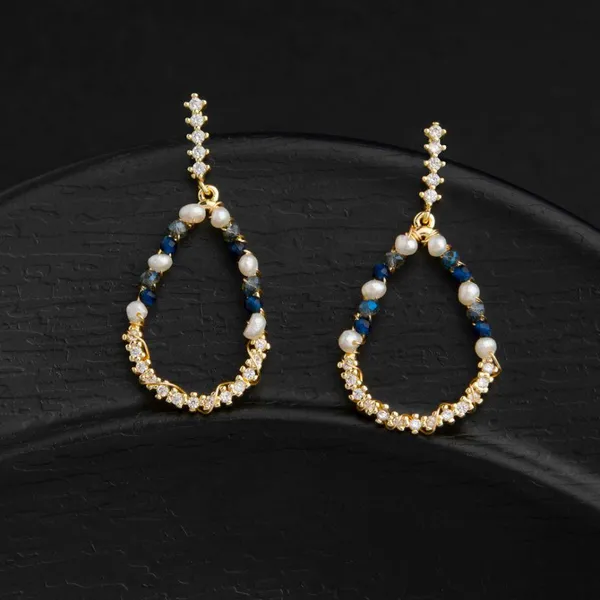 24_Carat_Guaranteed_Gold_Plated_Tear_Drop_Shaped_Wire_Wrapped_Freshwater_Natural_Cultural_Pearl_Beads_With_CZ_Stone_Fashion_Drop_Earring-_PER_2137_For_Women_&_Girls