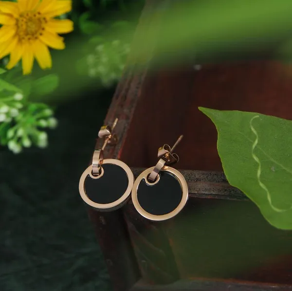 Stainless_Steel_Rosegold_Plated_Black_Disc_Drop_Earring_2871_For_Women_&_Girls