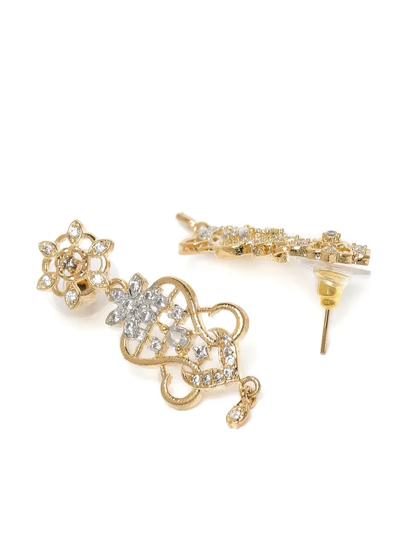 GoldTone_Filigree_Necklace_&_Earring_Set_with_Sparkling_Stone_Accents_For_Women_&_Girls