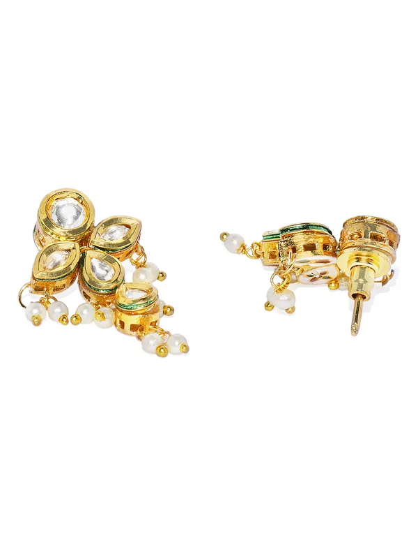 GoldToned_White_Classic_Drop_Earrings_For_Women_&_Girls