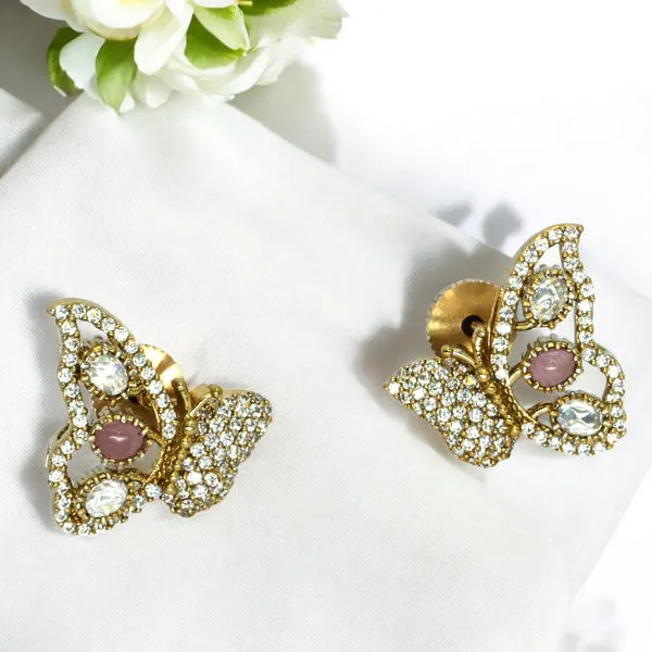GoldPlated_Butterfly_Design_Earrings_with_Pink_and_Crystal_For_Women_&_Girls