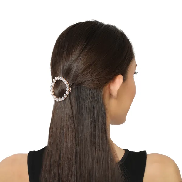 Women_Rose_Gold_White_French_Barrette_For_Women_&_Girls