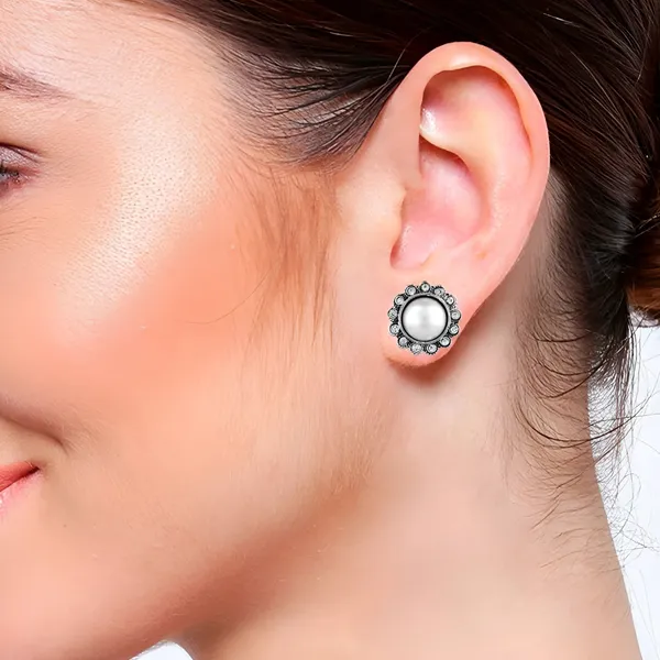 Elegant_Silver_Flo_Stud_Earrings__Delicate_and_Timeless_For_Women_&_Girls