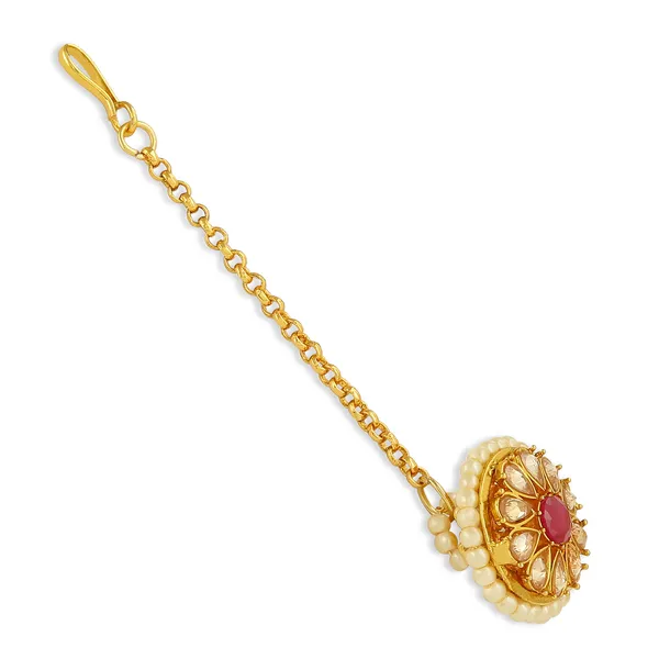Gold_Plated_Ruby_Rajasthani_Borla_Maang_Tikka_For_Women_For_Women_&_Girls
