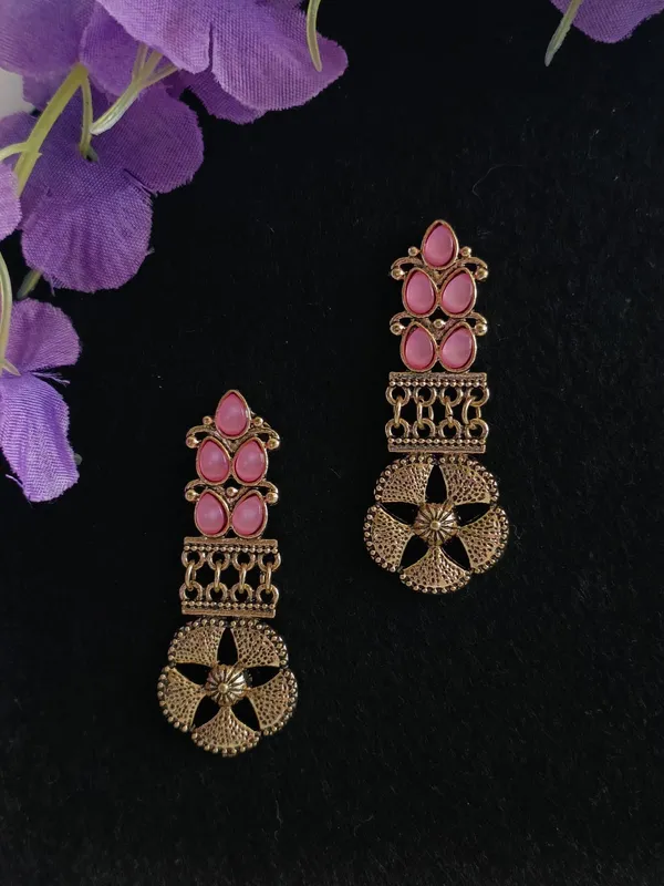 Floral_Design_Stone_Studed_Antique_Earring_For_Women_&_Girls