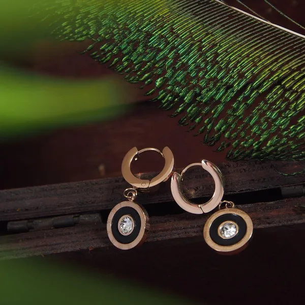 Stainless_Steel_Rosegold_Plated_Roman_Numerals_Hoops_Earring_2909_For_Women_&_Girls