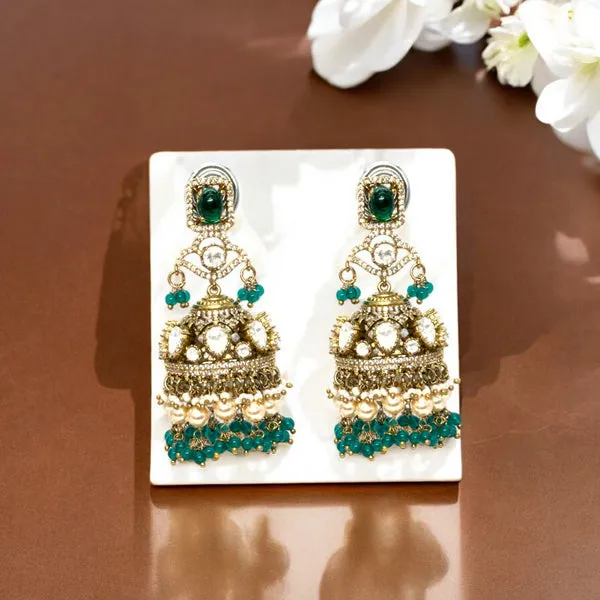 Royal_Green_and_Pearl_Jhumka_Earrings_with_Crystal_Accents_For_Women_&_Girls