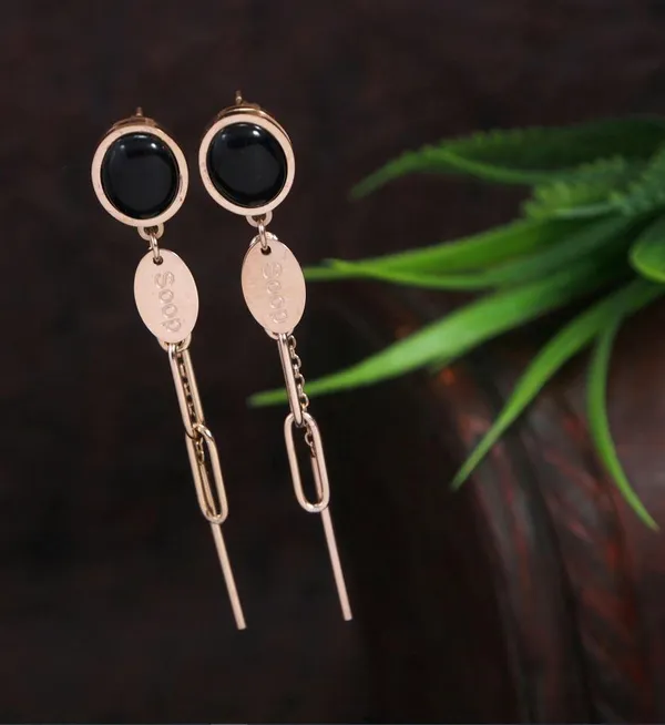 Stainless_Steel_Rosegold_Plated_Link_Chain_Earring_2739_For_Women_&_Girls