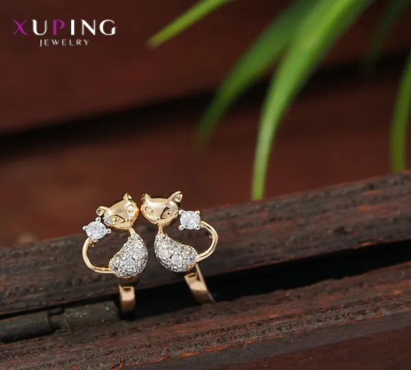 Gold_Plated_Cat_Shaped_Cubic_Zicronia_Xuping_Earring_For_Women_&_Girls