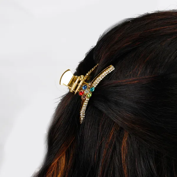 Gold-Toned_C-Z_Stone_Embellished_Hair_Clip_For_Women_&_Girls