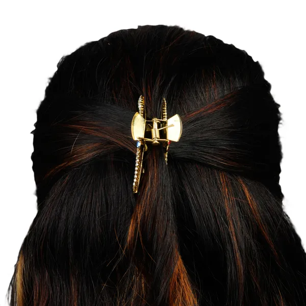 Gold-Toned_C-Z_Stone_Embellished_Hair_Clip_For_Women_&_Girls
