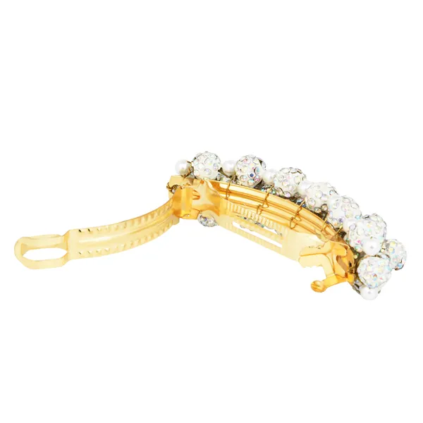 White_Shambala_Balls_&_Pearls_Brass_Hairpin_For_Women_&_Girls