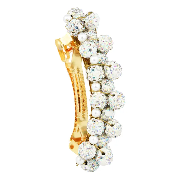 White_Shambala_Balls_&_Pearls_Brass_Hairpin_For_Women_&_Girls