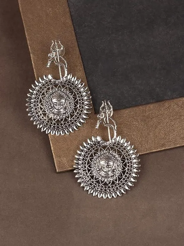 Oxidised_SilverPlated_Circular_Drop_Earrings_For_Women_&_Girls