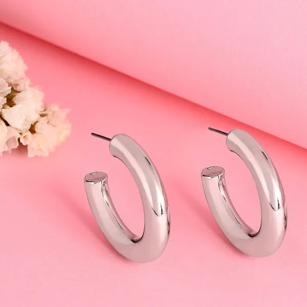 Stylish_Silver_Chunky_Hoop_Earrings_For_Women_&_Girls