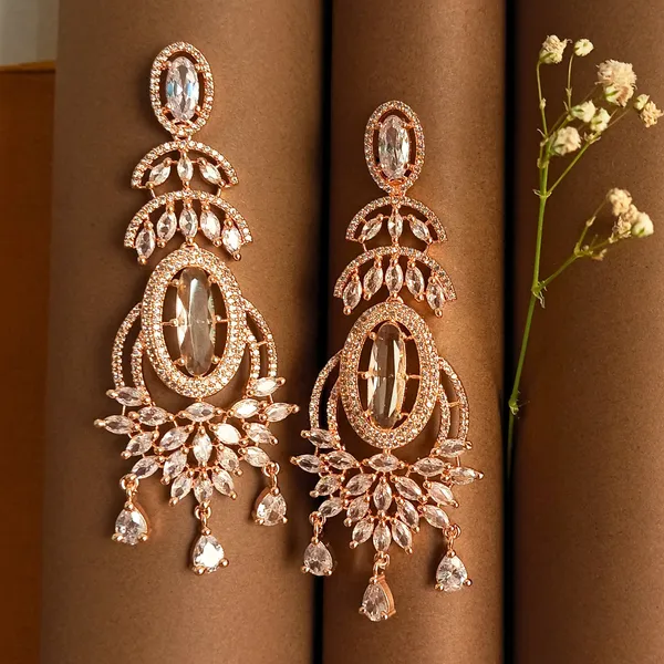 AD_rose_gold_long_dangle_earrings_For_Women_&_Girls