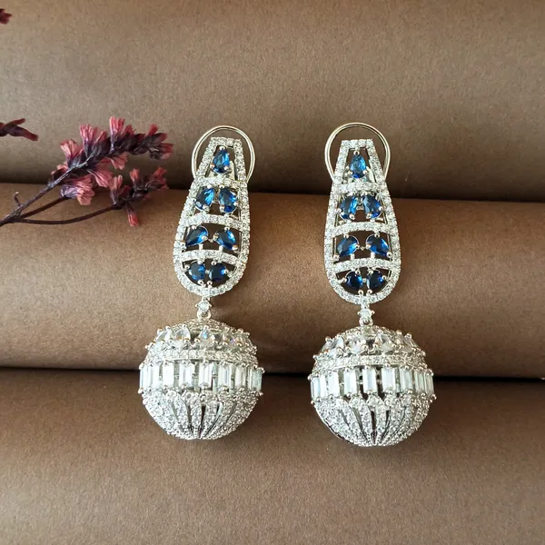 AD_and_saphhire_ball_drop_dangle_earrings_For_Women_&_Girls