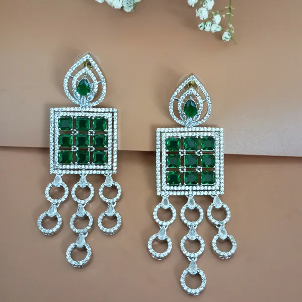 AD_and_emrald_dangle_earrings_For_Women_&_Girls