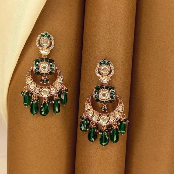 Kundan_Polki_Earrings_with_emrald_Drops_For_Women_&_Girls