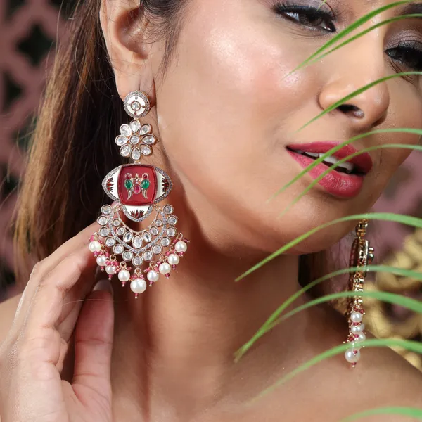 Statement_Polki_Ruby_Chandbali_Earrings_with_Pearl_Drops_For_Women_&_Girls