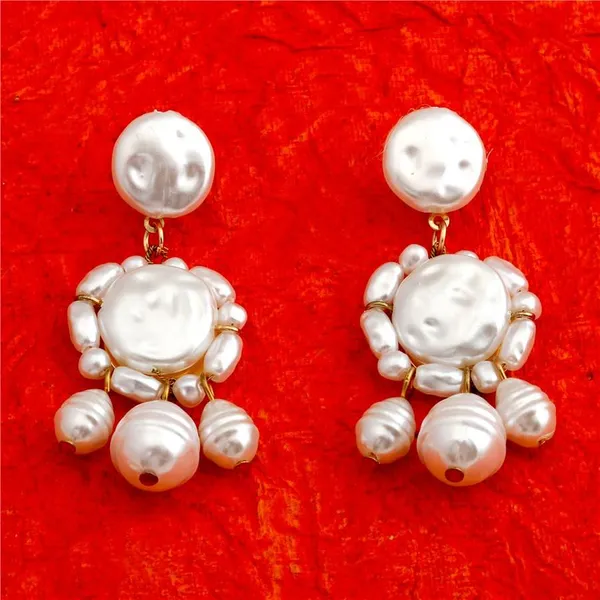 Gold_Plated_Floral_Shaped_Boroque_Pearl_Charms_Drop_Earring105_For_Women_&_Girls